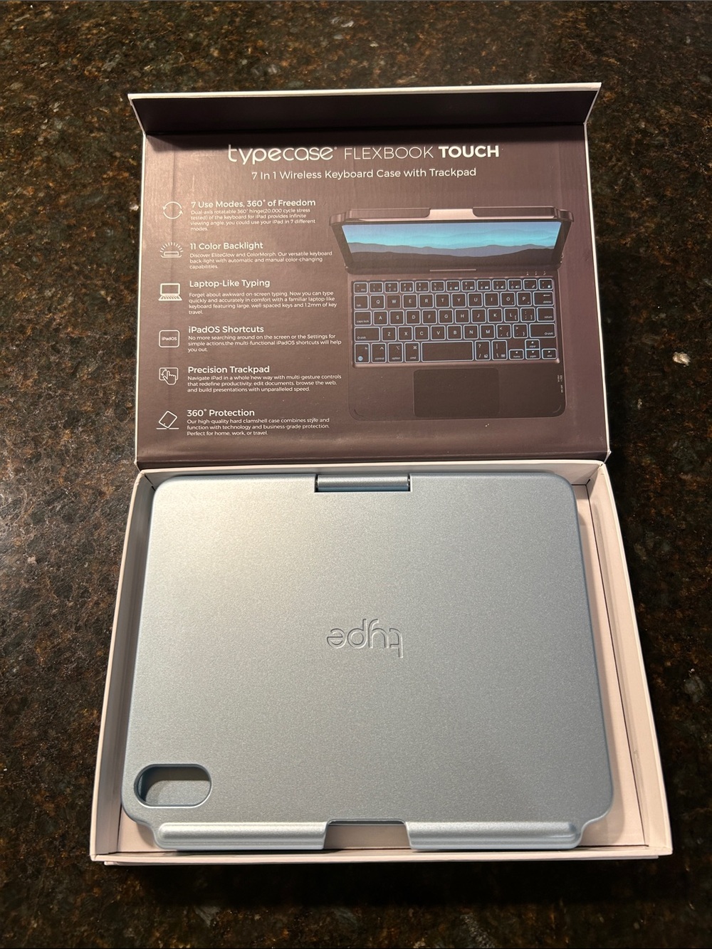 FlexBook Touch Wireless Keyboard Case with Trackpad - Light Blue - Picture 4 of 5